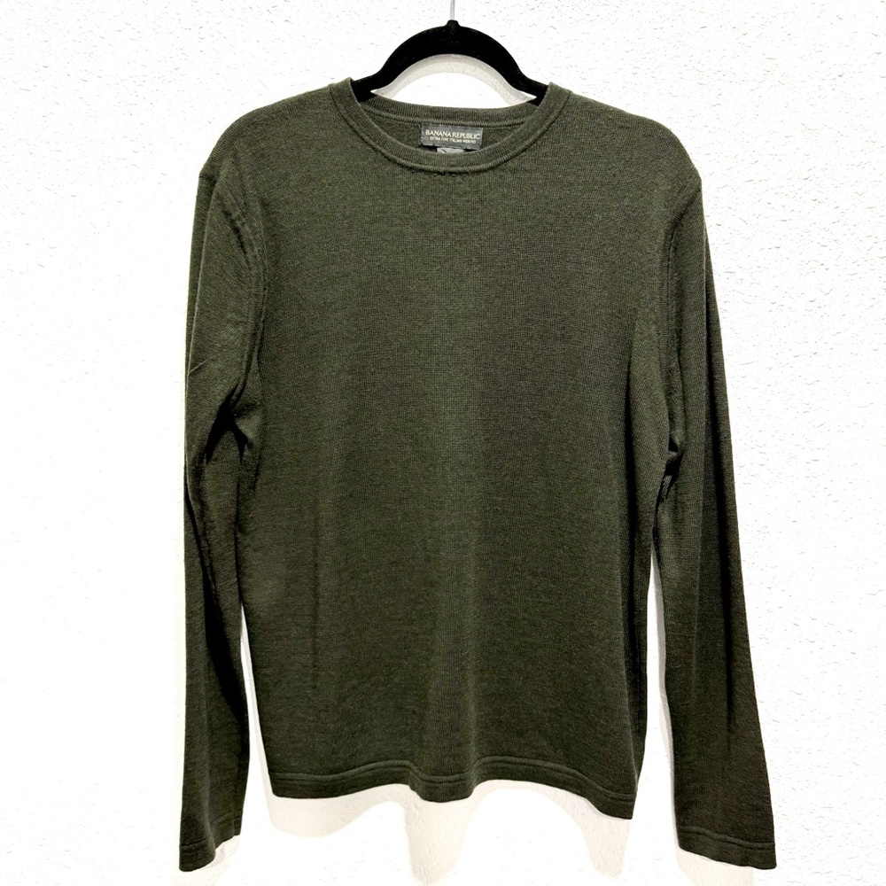 Banana Republic‎ 100% merino wool Olive green Long Sleeve sweater S